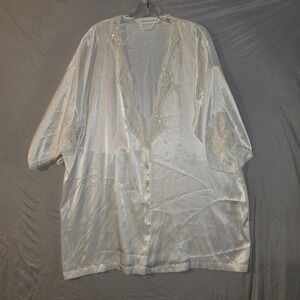 Victoria's Secret Robe O/S Womens Ivory White Satin Lace Sequin Pearl Kimono